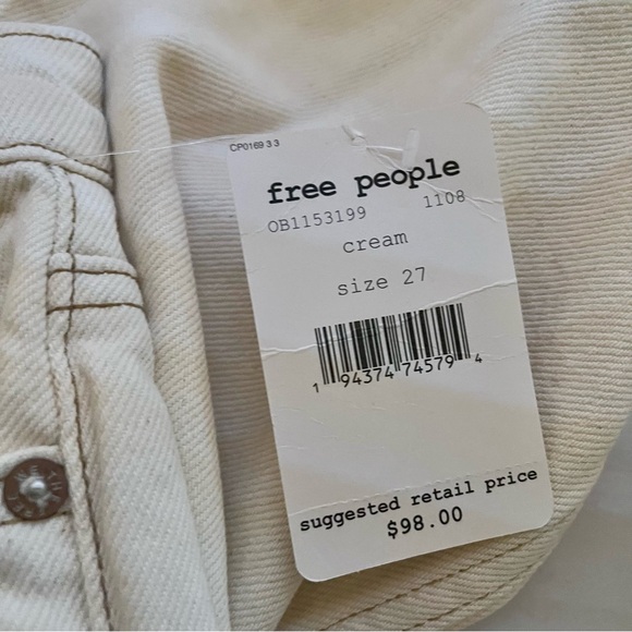 Free People We The Free NWT Cream Bootcut Raw Hem Denim Pants - Picture 8 of 11